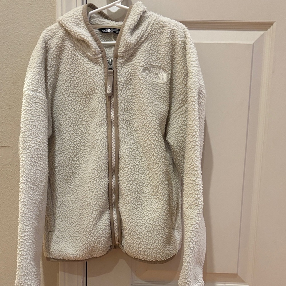 The North Face Girls 10-12 Off-White Teddy Sherpa Fleece Hoodie